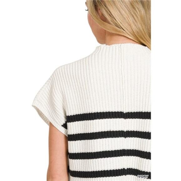 Zenana Short Sleeve‎ Stripe Sweater - Picture 4 of 4